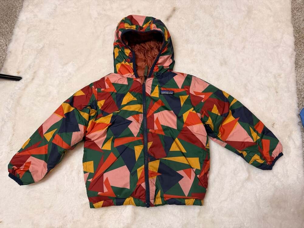 Patagonia Baby Reversible Tribbles Outwear Puffer Hooded Jacket sweater Size 3T